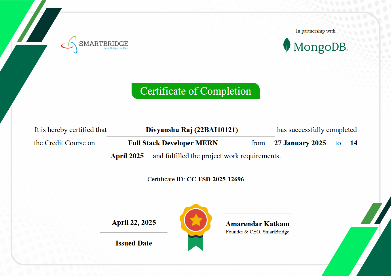 Divyanshu Raj | Full Stack Developer (MERN) & AI/ML Engineer